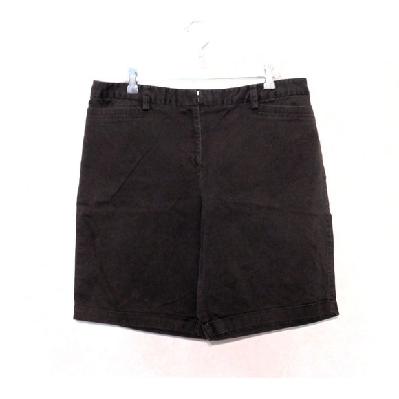 George Shorts Ladies 16 Dark Chocolate Brown Flat Front Cuffed Hem Cotton Blend - Picture 3 of 8